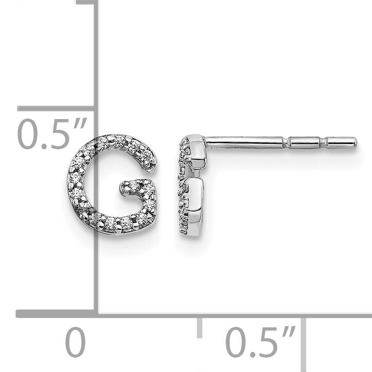 14k White Gold Diamond Initial G Earrings-EM4169G-010-WA