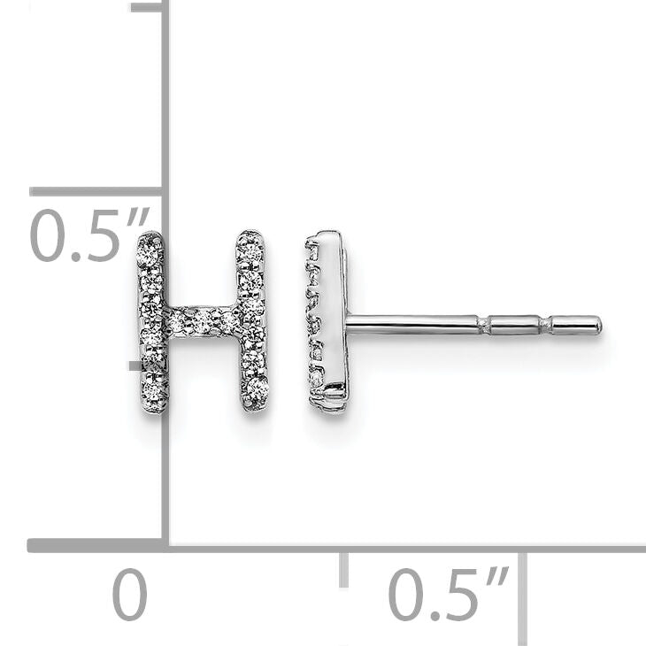 14k White Gold Diamond Initial H Earrings-EM4169H-009-WA