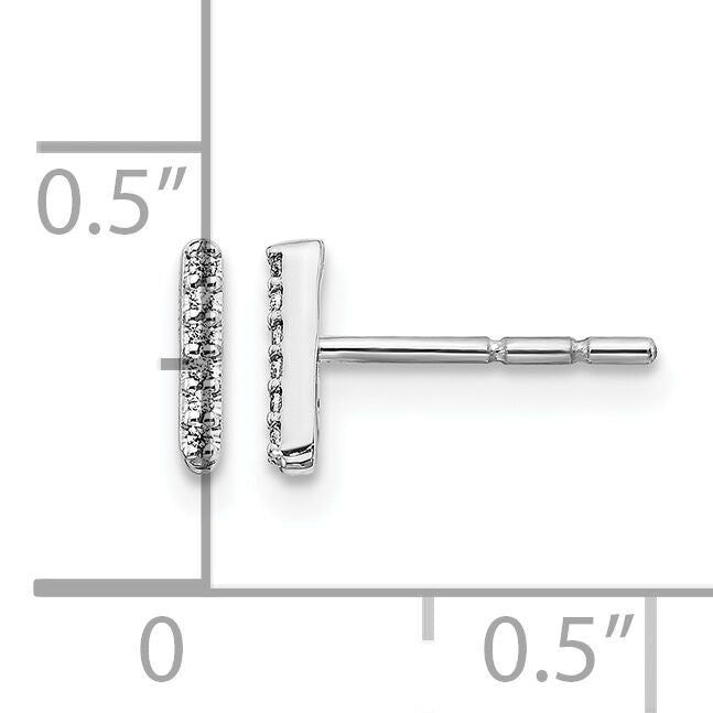 14k White Gold Diamond Initial I Earrings-EM4169I-004-WA