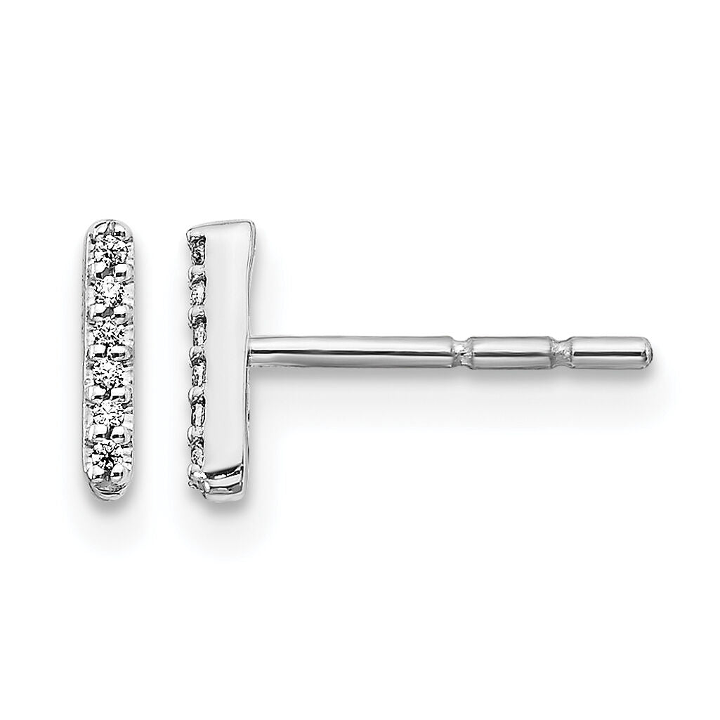 14k White Gold Diamond Initial I Earrings-EM4169I-004-WA