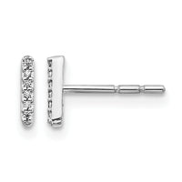14k White Gold Diamond Initial I Earrings-EM4169I-004-WA