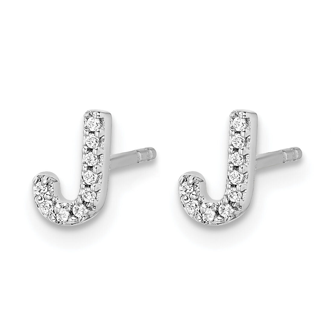 14k White Gold Diamond Initial J Earrings-EM4169J-005-WA