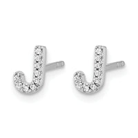 14k White Gold Diamond Initial J Earrings-EM4169J-005-WA