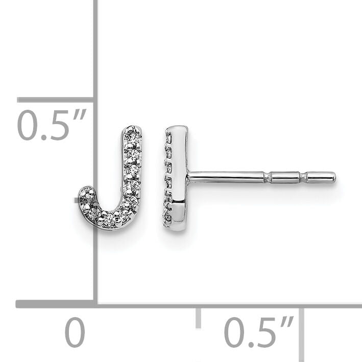 14k White Gold Diamond Initial J Earrings-EM4169J-005-WA