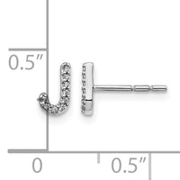 14k White Gold Diamond Initial J Earrings-EM4169J-005-WA