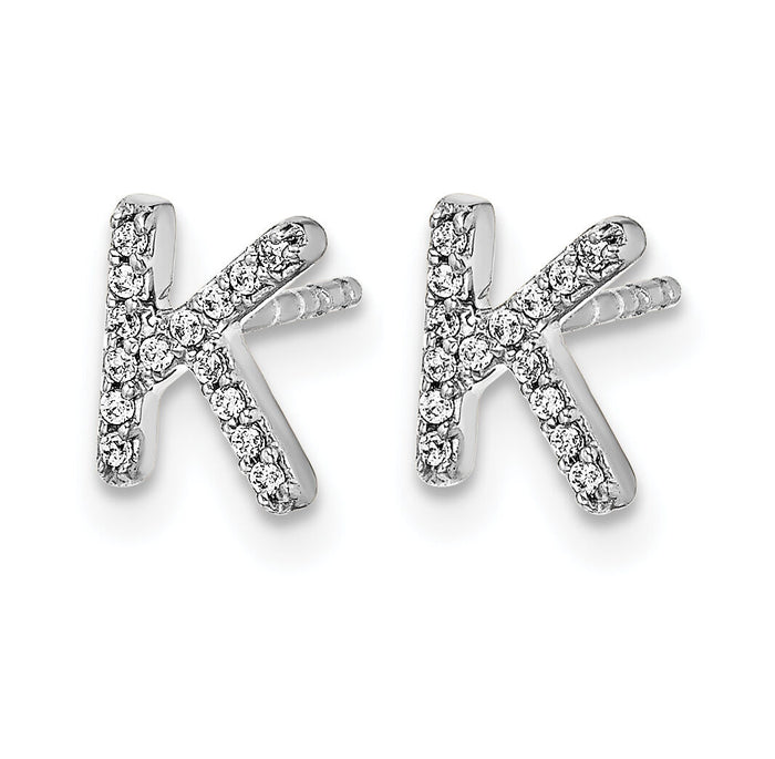 14k White Gold Diamond Initial K Earrings-EM4169K-009-WA