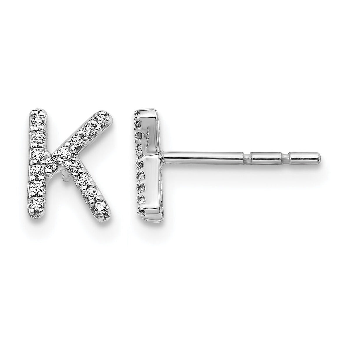 14k White Gold Diamond Initial K Earrings-EM4169K-009-WA
