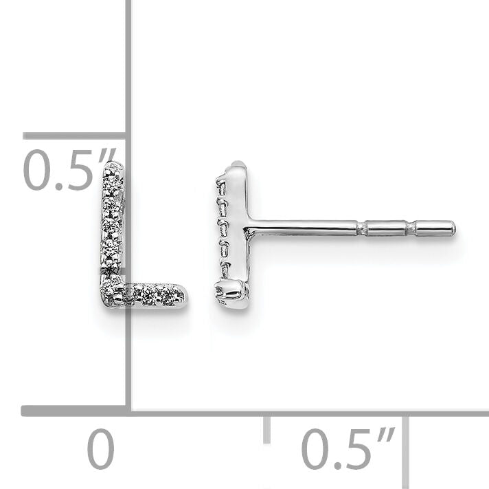 14k White Gold Diamond Initial L Earrings-EM4169L-005-WA