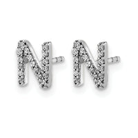 14k White Gold Diamond Initial N Earrings-EM4169N-010-WA