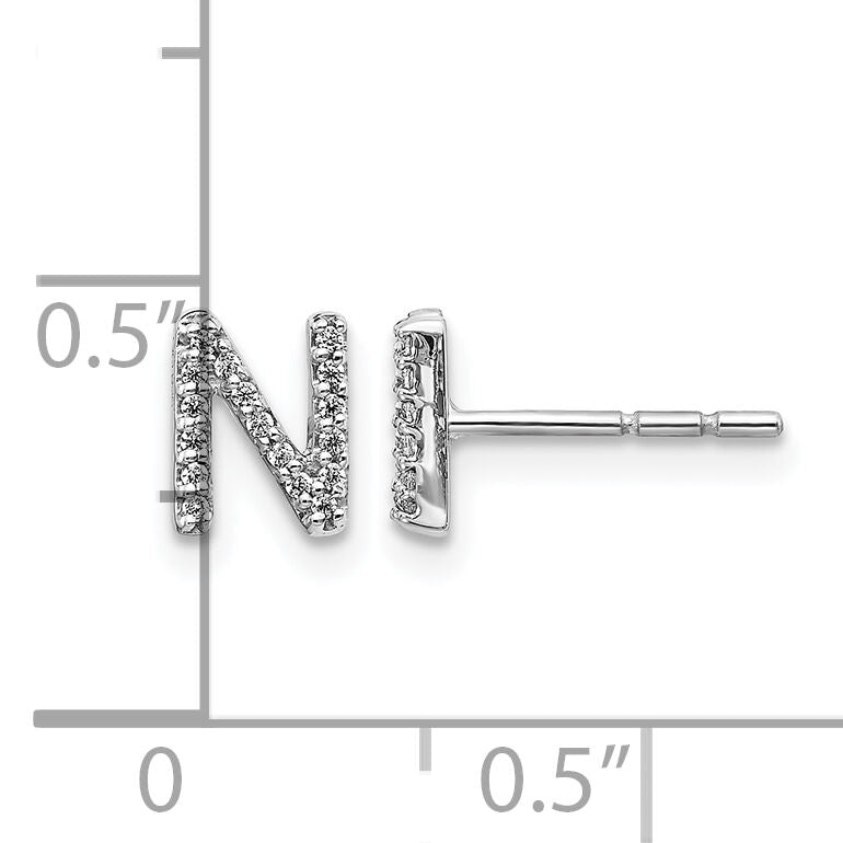 14k White Gold Diamond Initial N Earrings-EM4169N-010-WA