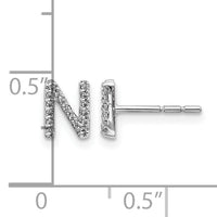 14k White Gold Diamond Initial N Earrings-EM4169N-010-WA