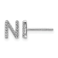 14k White Gold Diamond Initial N Earrings-EM4169N-010-WA