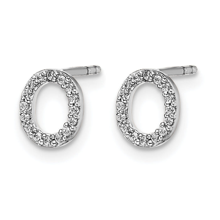 14k White Gold Diamond Initial O Earrings-EM4169O-010-WA