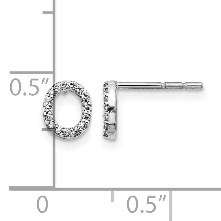 14k White Gold Diamond Initial O Earrings-EM4169O-010-WA