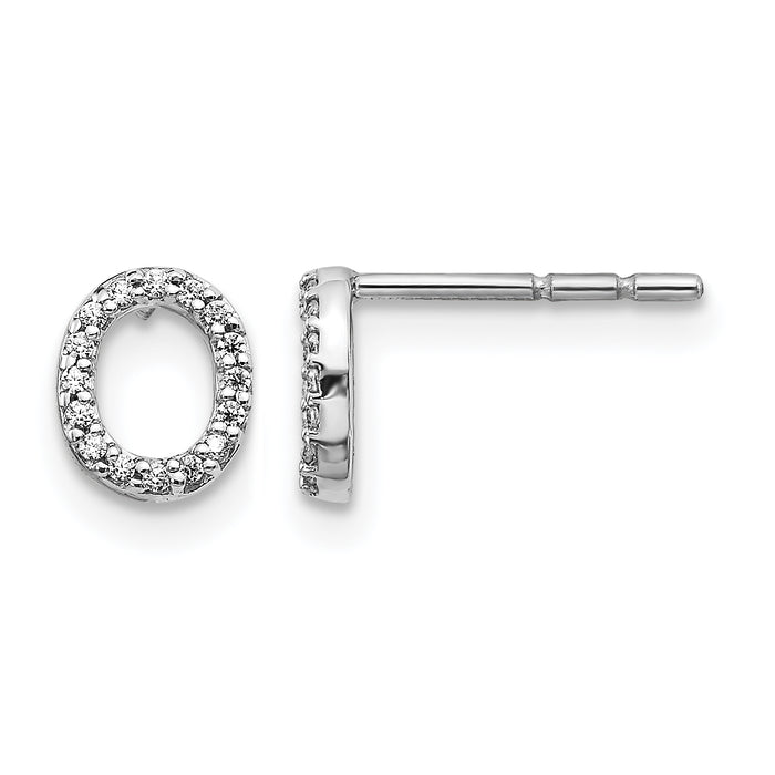 14k White Gold Diamond Initial O Earrings-EM4169O-010-WA