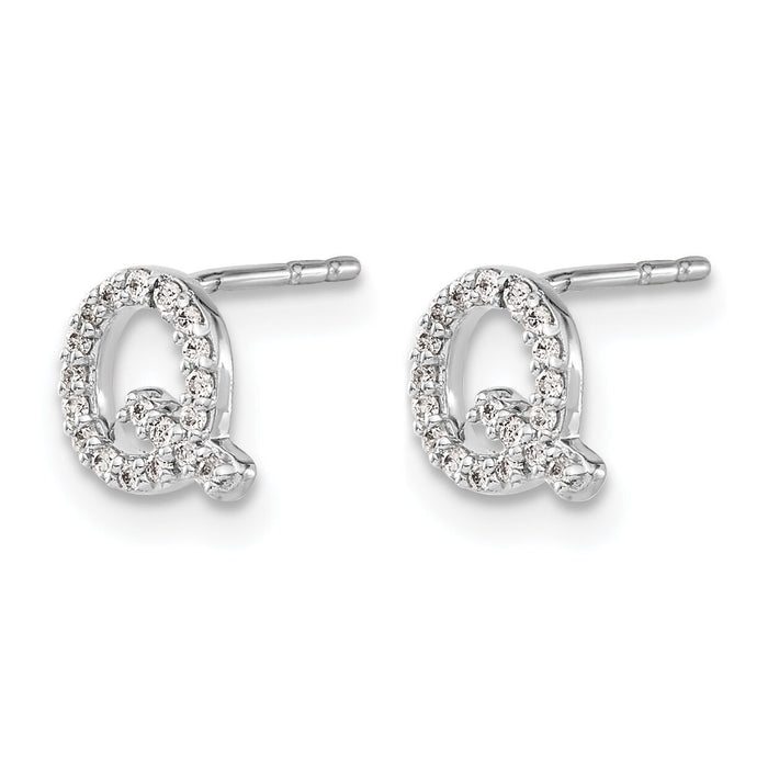 14k White Gold Diamond Initial Q Earrings-EM4169Q-011-WA