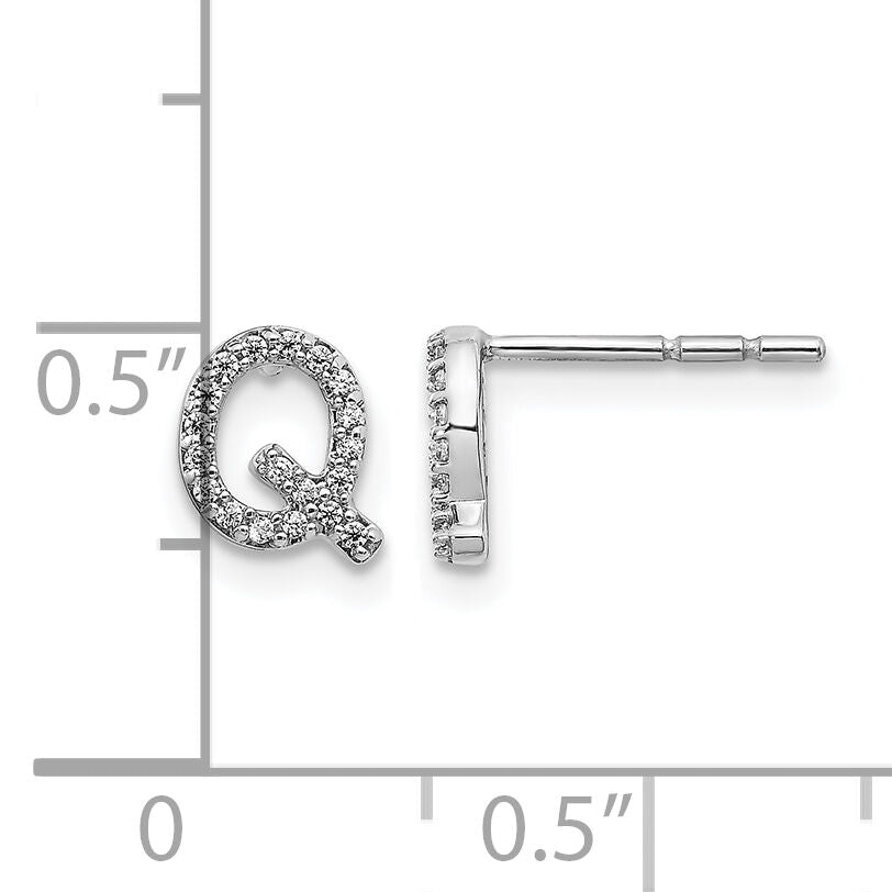 14k White Gold Diamond Initial Q Earrings-EM4169Q-011-WA