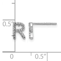 14k White Gold Diamond Initial R Earrings-EM4169R-010-WA