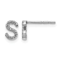 14k White Gold Diamond Initial S Earrings-EM4169S-008-WA