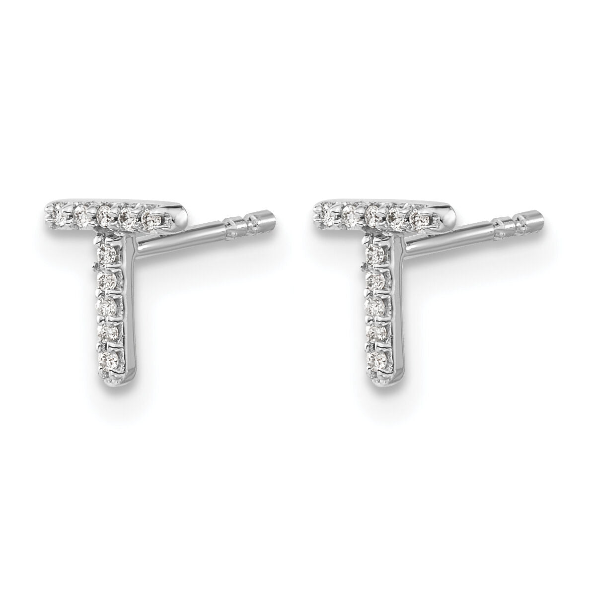 14k White Gold Diamond Initial T Earrings-EM4169T-006-WA