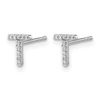 14k White Gold Diamond Initial T Earrings-EM4169T-006-WA