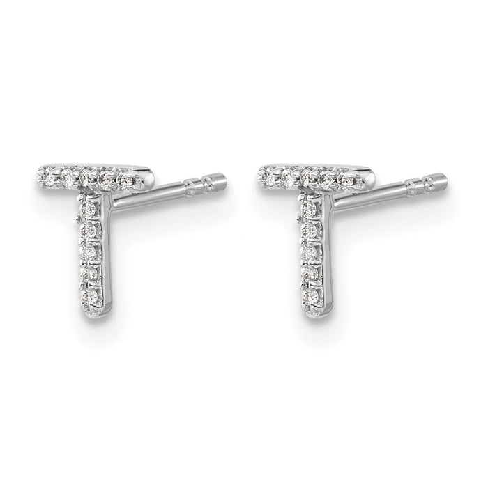 14k White Gold Diamond Initial T Earrings-EM4169T-006-WA