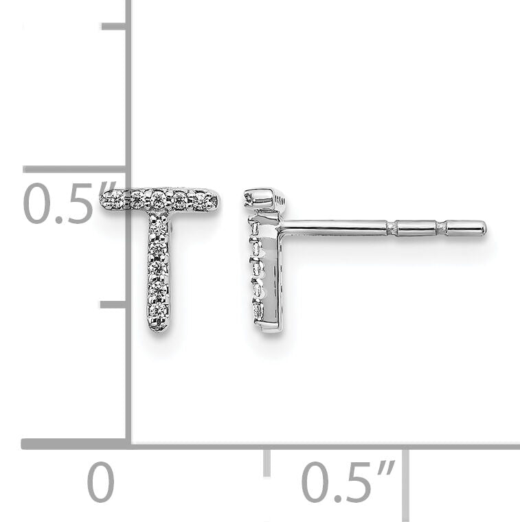 14k White Gold Diamond Initial T Earrings-EM4169T-006-WA