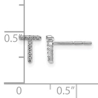 14k White Gold Diamond Initial T Earrings-EM4169T-006-WA
