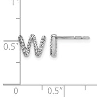 14k White Gold Diamond Initial W Earrings-EM4169W-015-WA