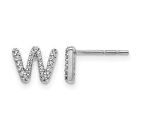 14k White Gold Diamond Initial W Earrings-EM4169W-015-WA
