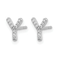 14k White Gold Diamond Initial Y Earrings-EM4169Y-006-WA