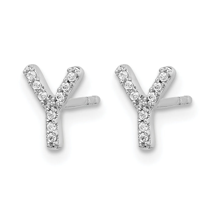 14k White Gold Diamond Initial Y Earrings-EM4169Y-006-WA