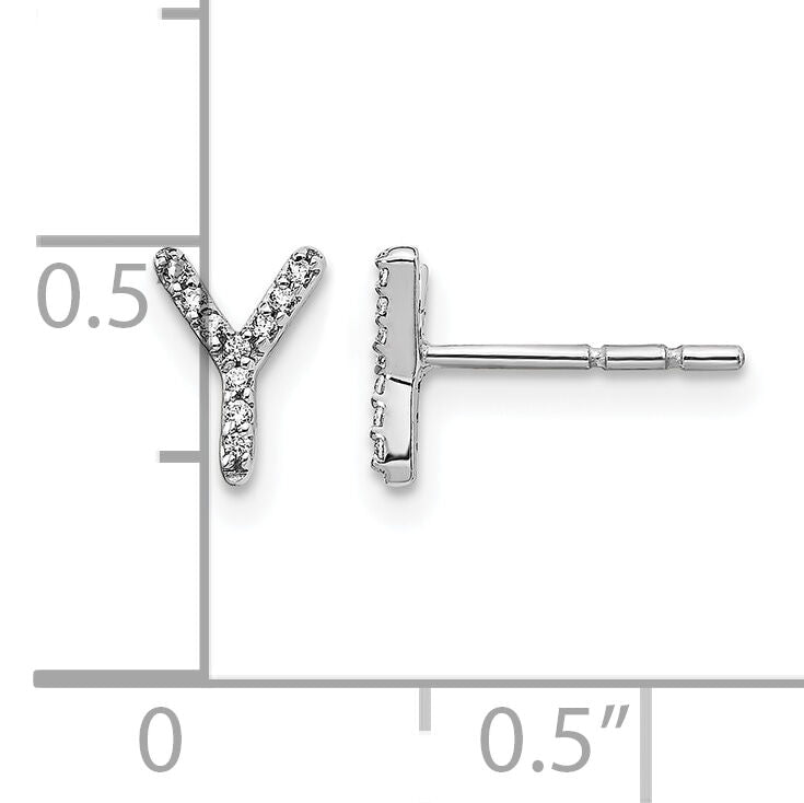 14k White Gold Diamond Initial Y Earrings-EM4169Y-006-WA