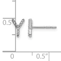 14k White Gold Diamond Initial Y Earrings-EM4169Y-006-WA