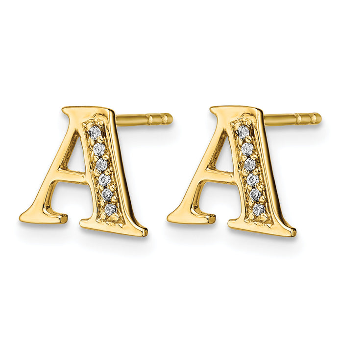 14k Diamond Initial A Earrings-EM4170A-004-YA