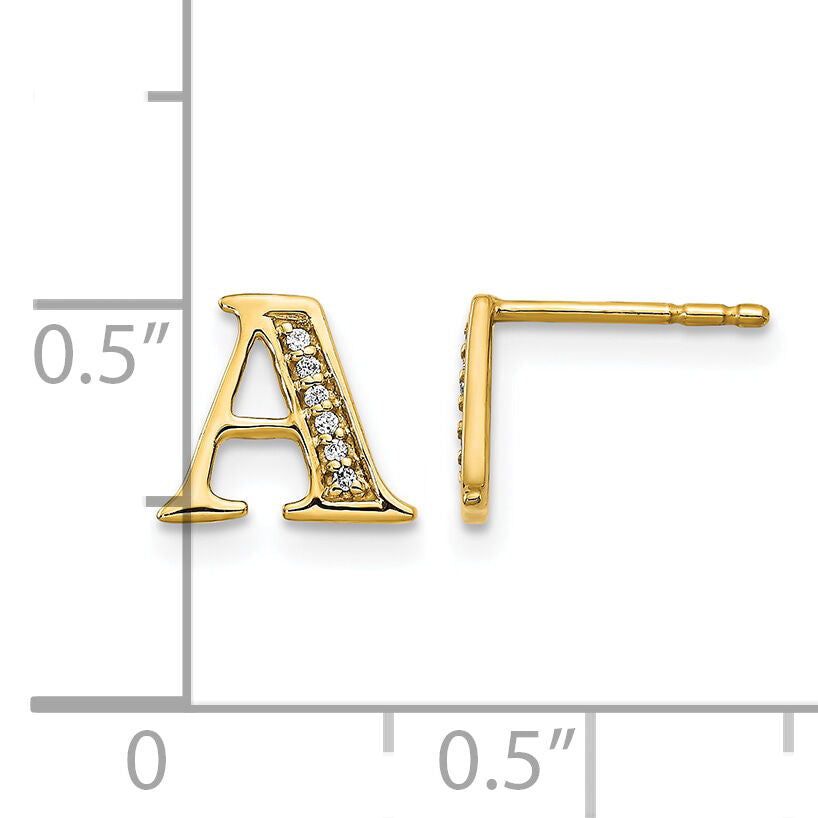 14k Diamond Initial A Earrings-EM4170A-004-YA