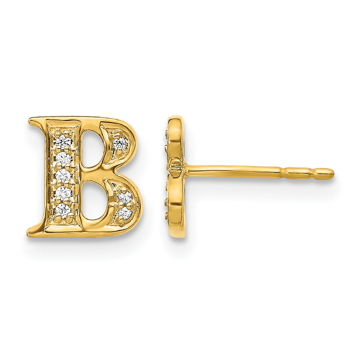 14k Diamond Initial B Earrings-EM4170B-006-YA
