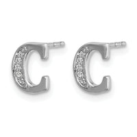 14k White Gold Diamond Initial C Earrings-EM4170C-004-WA