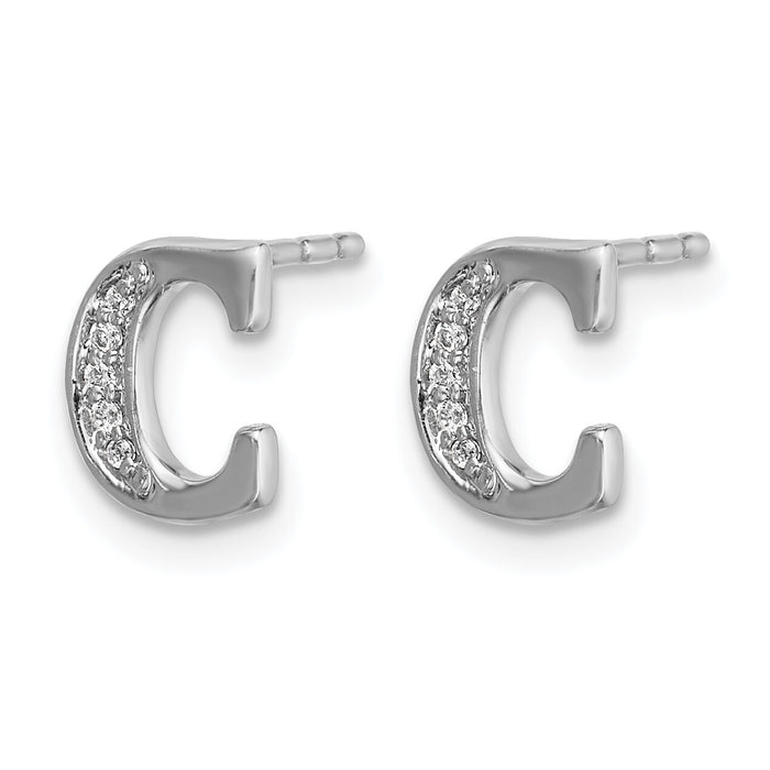 14k White Gold Diamond Initial C Earrings-EM4170C-004-WA