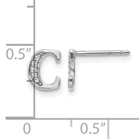 14k White Gold Diamond Initial C Earrings-EM4170C-004-WA