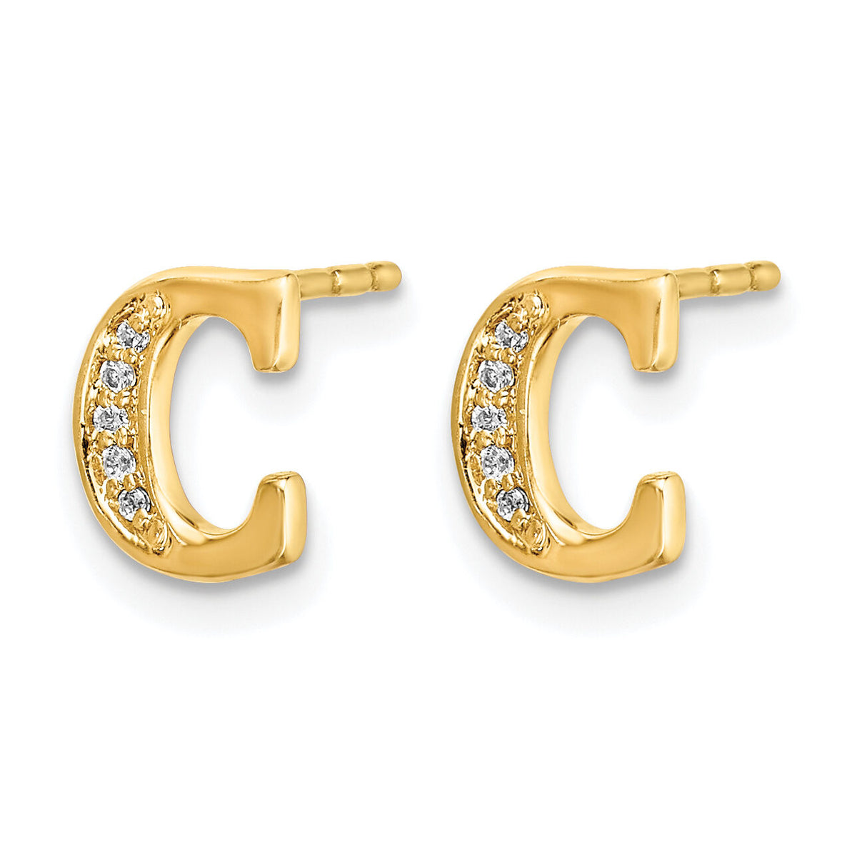 14k Diamond Initial C Earrings-EM4170C-004-YA