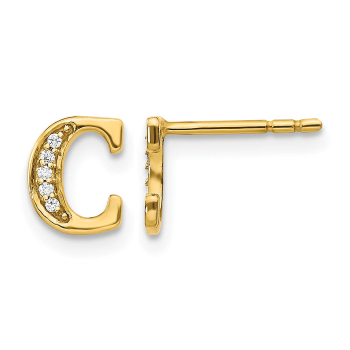 14k Diamond Initial C Earrings-EM4170C-004-YA