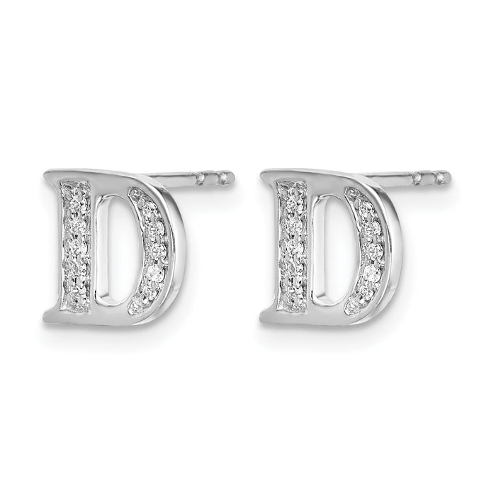 14k White Gold Diamond Initial D Earrings-EM4170D-008-WA