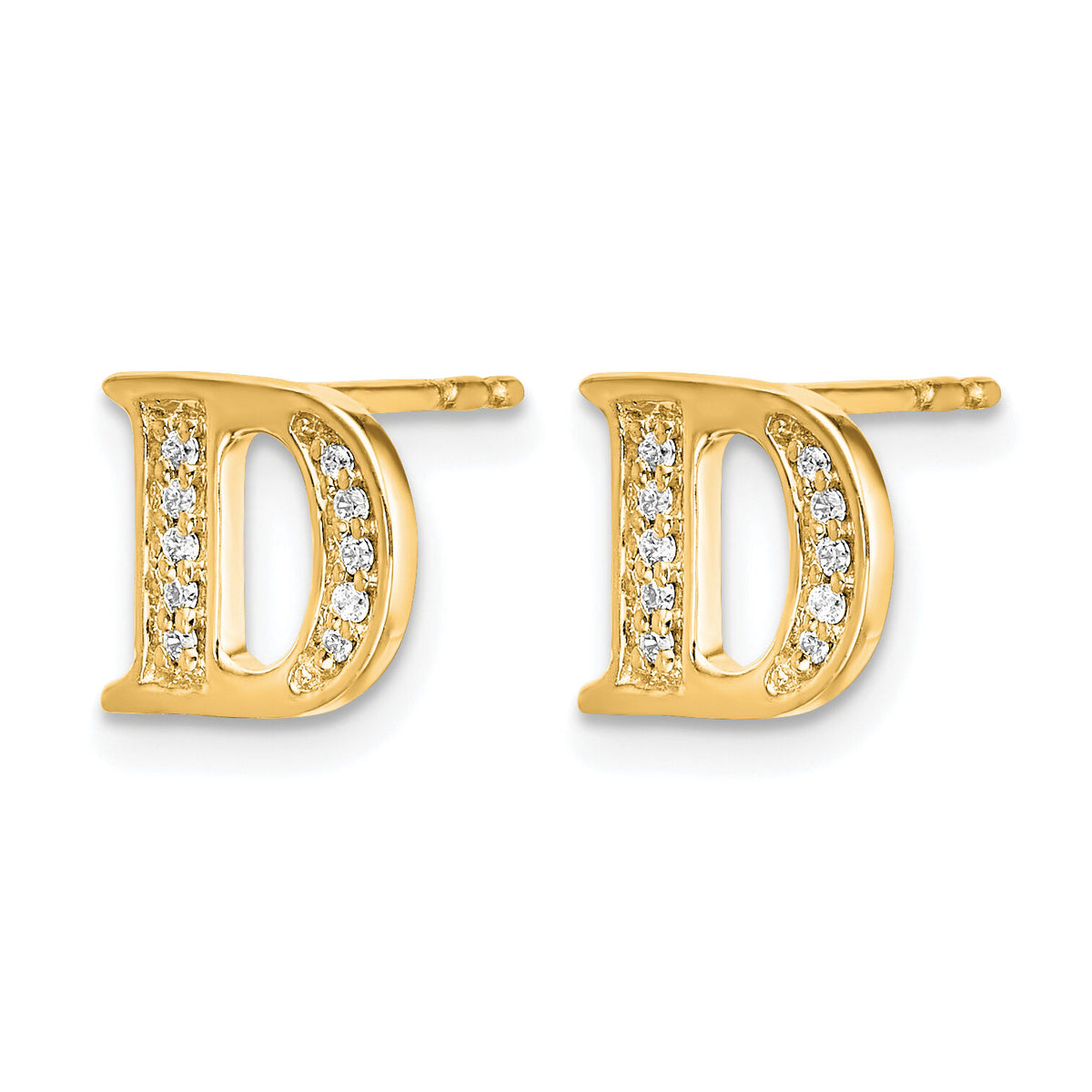 14k Diamond Initial D Earrings-EM4170D-008-YA