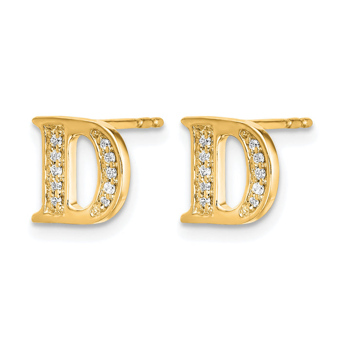 14k Diamond Initial D Earrings-EM4170D-008-YA