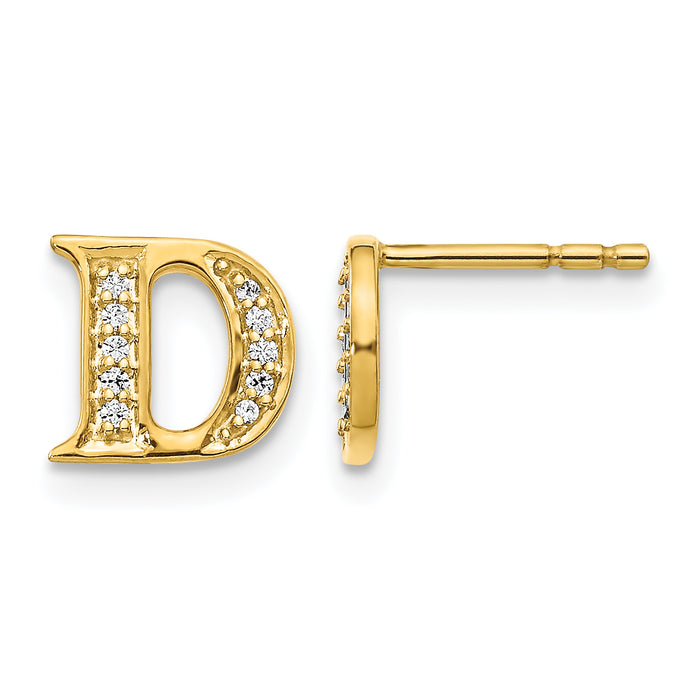 14k Diamond Initial D Earrings-EM4170D-008-YA