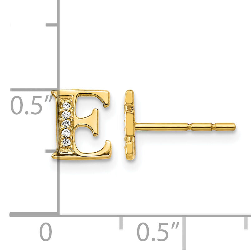 14k Diamond Initial E Earrings-EM4170E-003-YA
