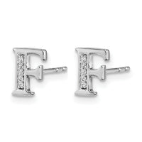 14k White Gold Diamond Initial F Earrings-EM4170F-003-WA