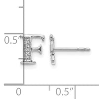14k White Gold Diamond Initial F Earrings-EM4170F-003-WA