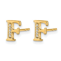 14k Diamond Initial F Earrings-EM4170F-003-YA